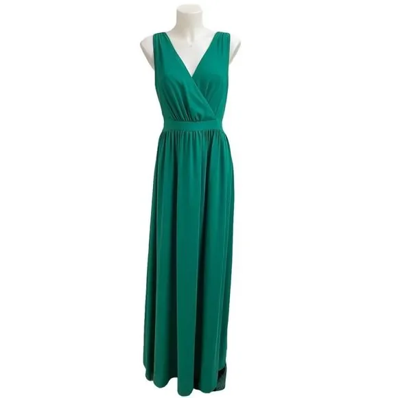 BELLE BADGLEY MISCHKA EMERALD LONG GOWN , double v ruching at waist sz 14 NEW BELLE BADGLEY MISCHKA EMERALD LONG GOWN , double v ruching at waist sz 14 NEW